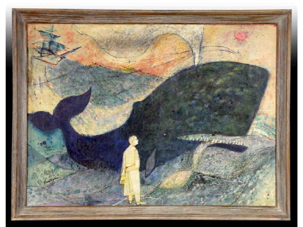 JONAH & THE WHALE OIL PAINTING ON PANEL BY GREGORI