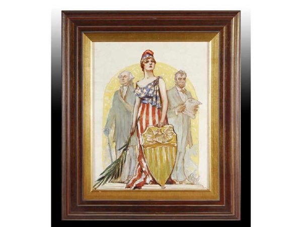 LADY LIBERTY OIL ON PANEL BY PAUL C. STAHR.       