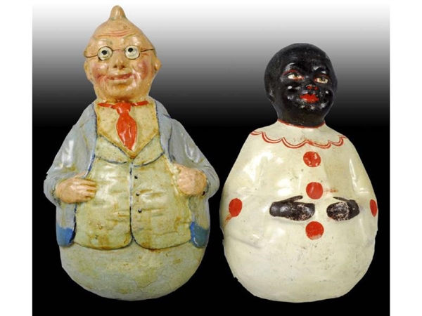 LOT OF 2: ROLY POLY PAPER MACHE FIGURES.          