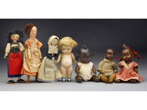 LOT OF 7: ASSORTED ANTIQUE DOLLS.                 