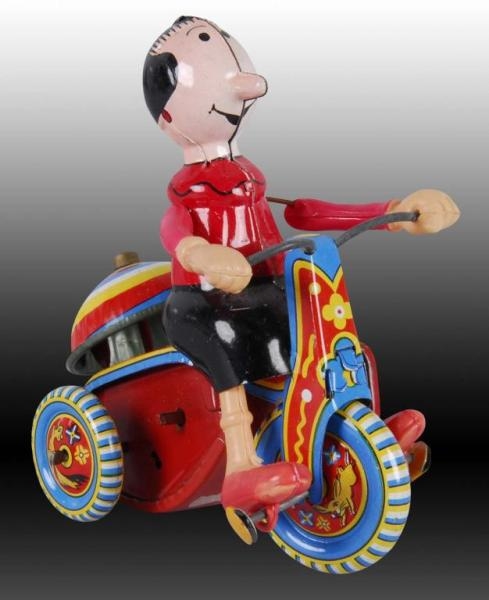 LINEMAR OLIVE OYL MECHANICAL TRICYCLE TOY.        