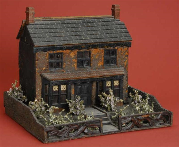 SMALL ENGLISH VICTORIAN DOLLHOUSE WITH GARDEN     