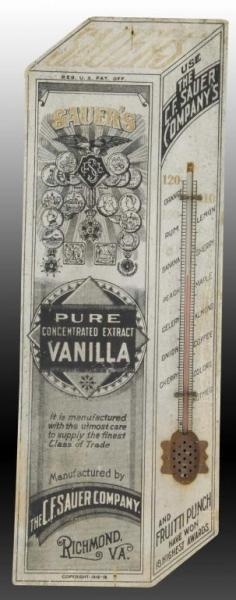 SAUERS EXTRACT WOODEN DIE-CUT THERMOMETER.       