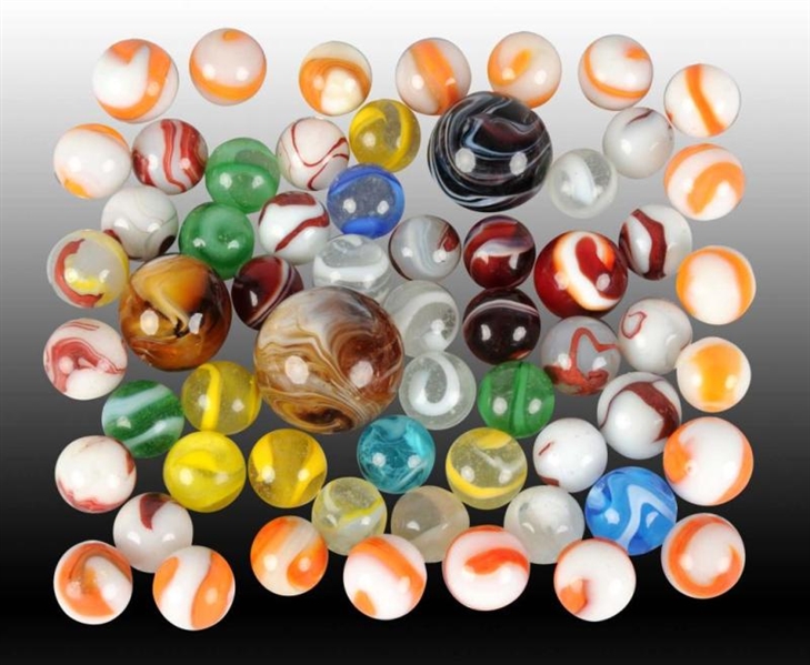 LOT OF 60 MACHINE MADE MARBLES.                   