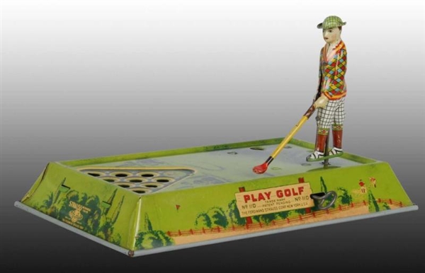 STRAUSS TIN WIND-UP PLAY GOLF TOY WITH BOX.       