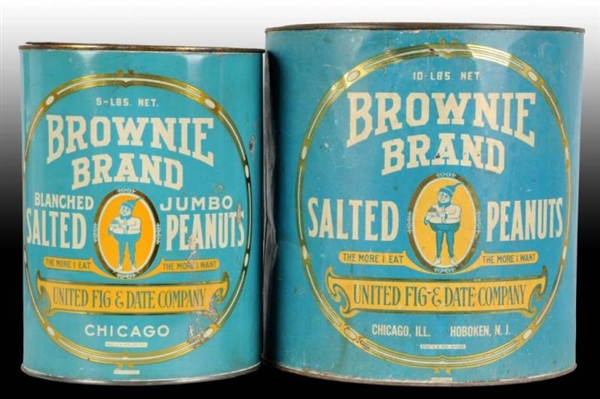 LOT OF 2: BROWNIE BRAND SALTED PEANUTS TINS.      