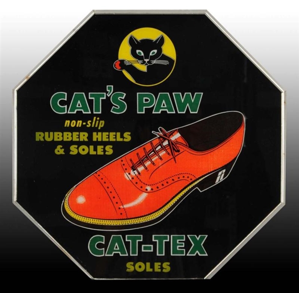 CAT-TEX RUBBER HEELS & SOLES GLASS & METAL SIGN.  