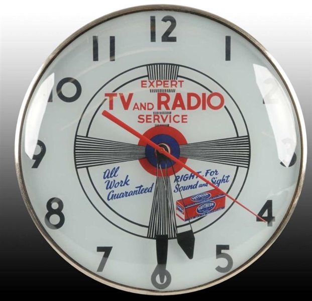 RAYTHEON TV & RADIO SERVICE ELECTRIC CLOCK.       