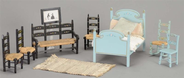 TYNIETOY PAINTED BEDROOM SUITE AND CHAIRS         