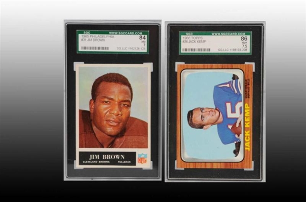 LOT OF 5: 1965 & 1966 FOOTBALL CARDS.             
