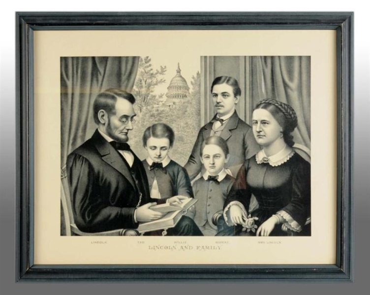 PAPER LITHO OF ABRAHAM LINCOLN & FAMILY.          