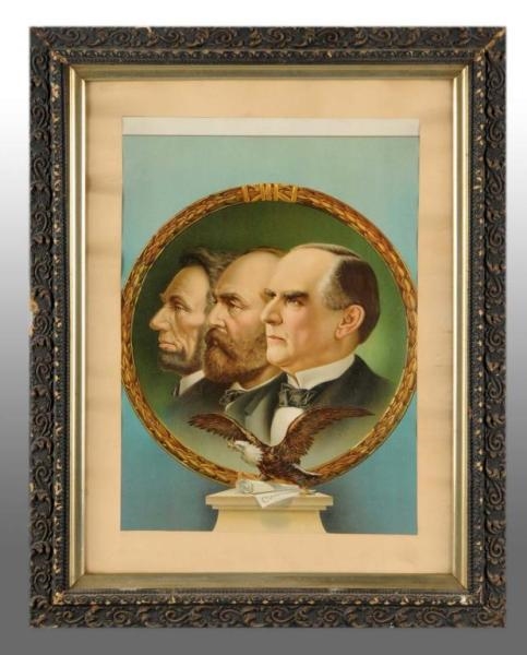 PAPER LITHO POSTER FEATURING 3 PRESIDENTS.        