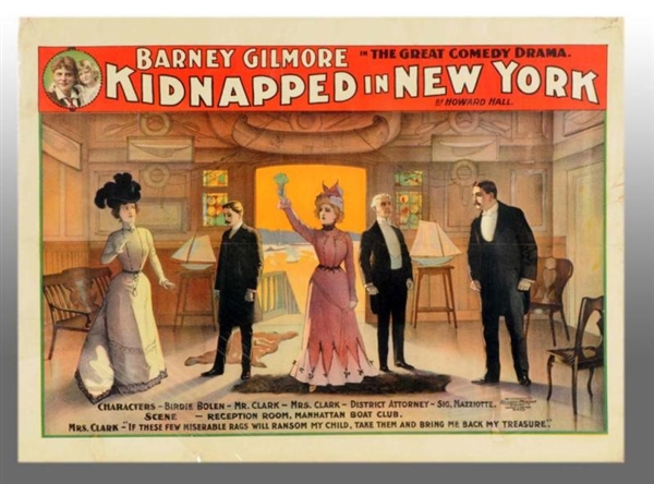 PAPER LITHO "KIDNAPPED IN NEW YORK" PLAY POSTER.  
