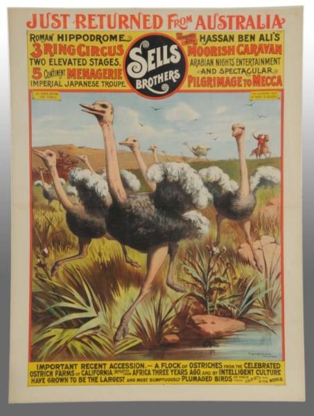 PAPER SELLS BROTHERS CIRCUS POSTER.               
