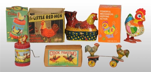 LOT OF 4: TIN ROOSTER TOYS.                       