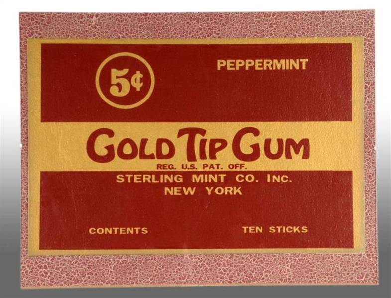 GOLD TIP 5-CENTS GUM SIGN FOR PEPPERMINT.         