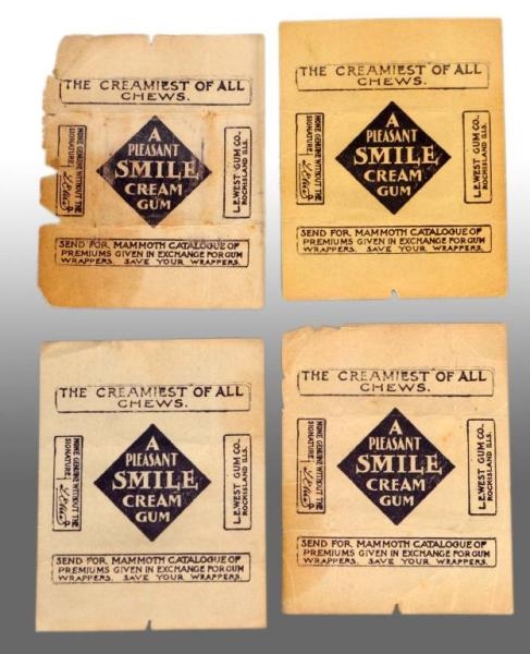 LOT OF 4: SMILE CREAM GUM WRAPPERS.               