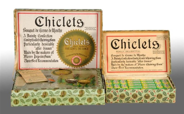 LOT OF 2: CHICLETS GUM BOXES WITH ORIGINAL SPOONS.