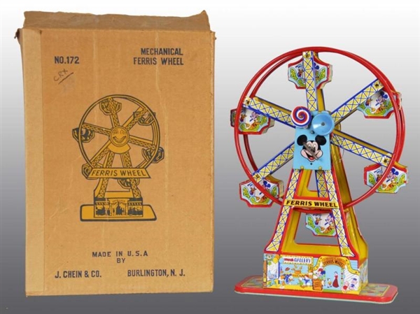 TIN CHEIN MICKEY MOUSE FERRIS WHEEL WIND-UP TOY.  