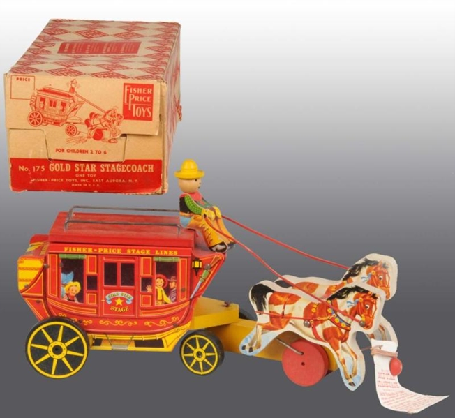 FISHER PRICE NO. 175 GOLD STAR STAGE COACH TOY.   