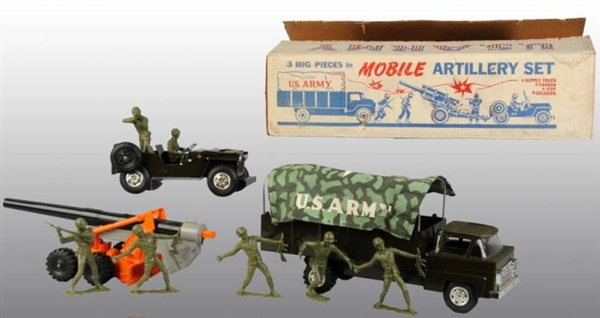 PLASTIC MARX US ARMY MOBILE TOY ARTILLERY SET.    