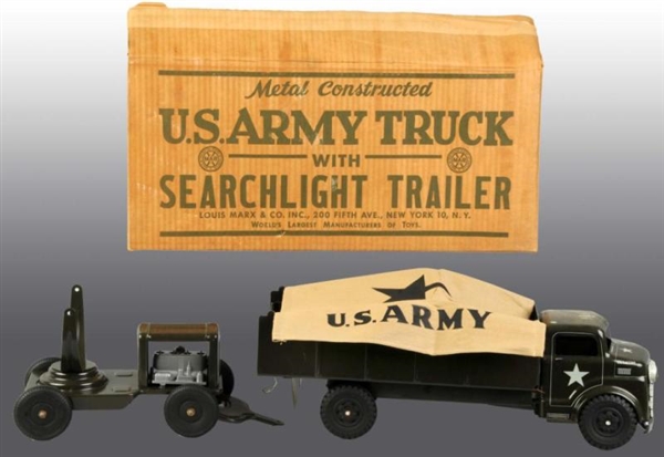 MARX US ARMY SEARCHLIGHT TRAILER TRUCK TOY.       