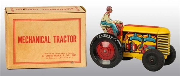 TIN MARX MECHANICAL WIND-UP TRACTOR TOY.          
