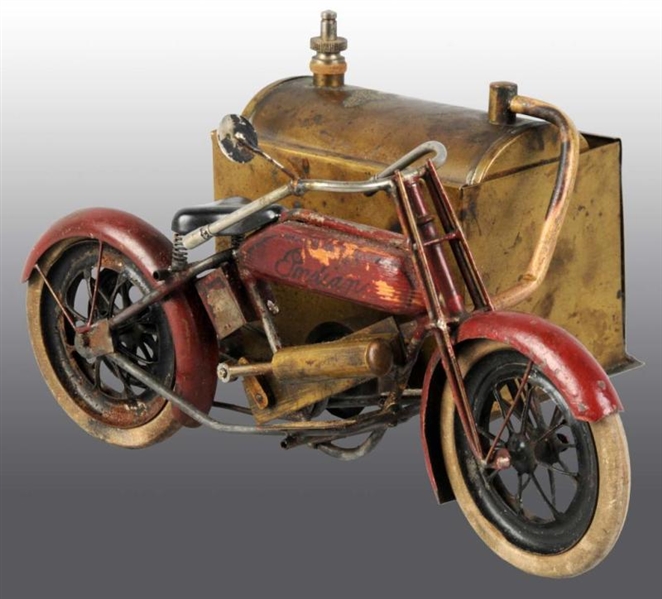 LIVE STEAM SIDE CAR "INDIAN" MOTORCYCLE.          