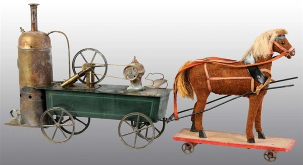WELL MADE MODEL OF A STEAM PUMPER WITH HORSE.     
