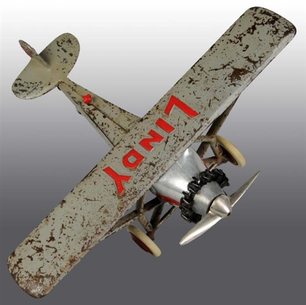 CAST IRON HUBLEY LINDY AIRPLANE TOY.              