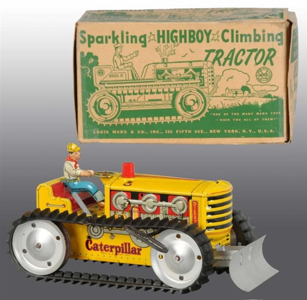 TIN LITHO MARX SPARKLING TRACTOR WIND-UP TOY.     