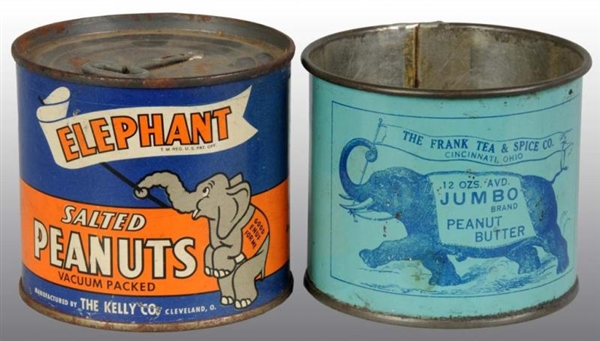 LOT OF 2: PEANUT RELATED TINS.                    