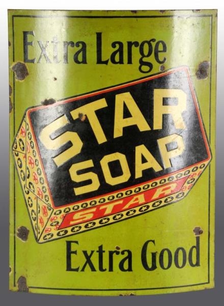 PORCELAIN STAR SOAP CONVEX ADVERTISING SIGN.      