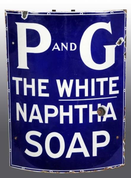 CONVEX PORCELAIN P&G THE WHITE NAPHTHA SOAP SIGN. 
