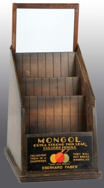 WOODEN MONGOL PENCIL DISPLAY CASE.                