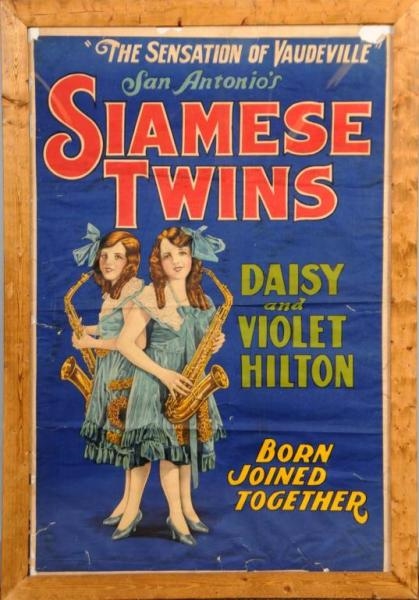 SIAMESE TWINS DAISY & VIOLET HILTON PAPER POSTER. 