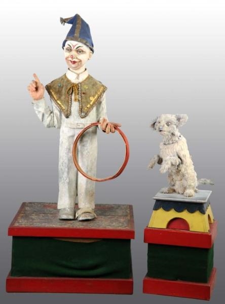 VERY EARLY CIRCUS CLOWN & DOG ELECTRIC AUTOMATON. 