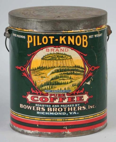PILOT-KNOB 5-POUND COFFEE TIN.                    
