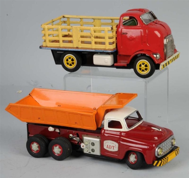 LOT OF 2: TIN TRUCK FRICTION TOYS.                