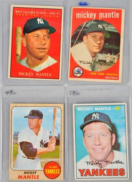 LOT OF 4: MICKEY MANTLE CARDS.                    