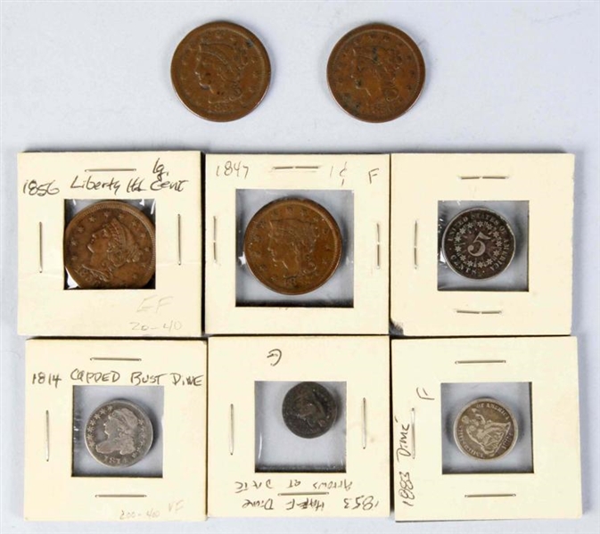 LOT OF 8: TYPE COINS.                             