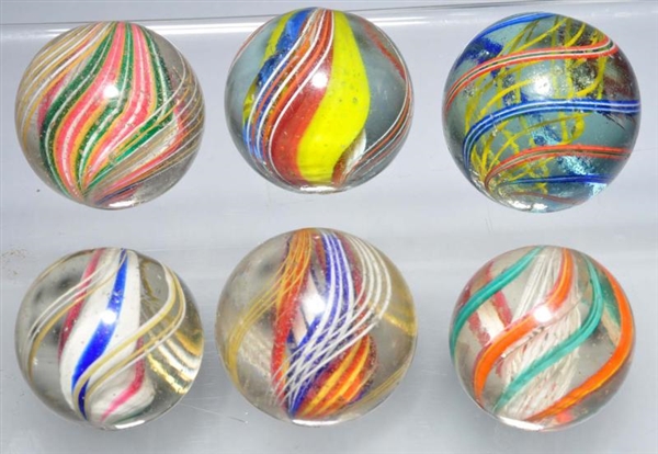 LOT OF 6: MULTI-COLOR SWIRL MARBLES.              