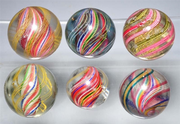 LOT OF 6: SWIRL MARBLES.                          