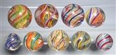 LOT OF 9: MULTI-COLOR SWIRL MARBLES.              