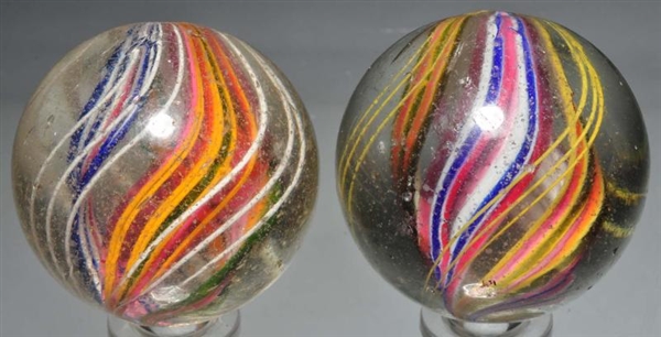LOT OF 2: LARGE DIVIDED CORE SWIRL MARBLES.       