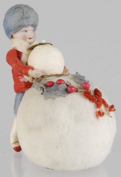 HEUBACH CHILD ON SNOWBALL CANDY CONTAINER.        