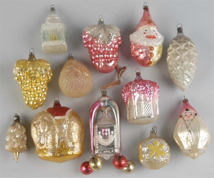 LOT OF 12: GLASS PAINTED ORNAMENTS.               
