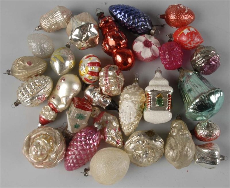 LOT OF 30: GLASS FIGURAL CHRISTMAS ORNAMENTS.     