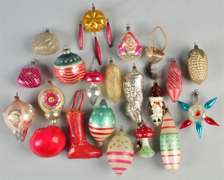 LOT OF 24: GLASS FIGURAL CHRISTMAS ORNAMENTS.     