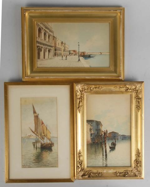 LOT OF 3: FRAMED WATER SCENE ART PIECES.          